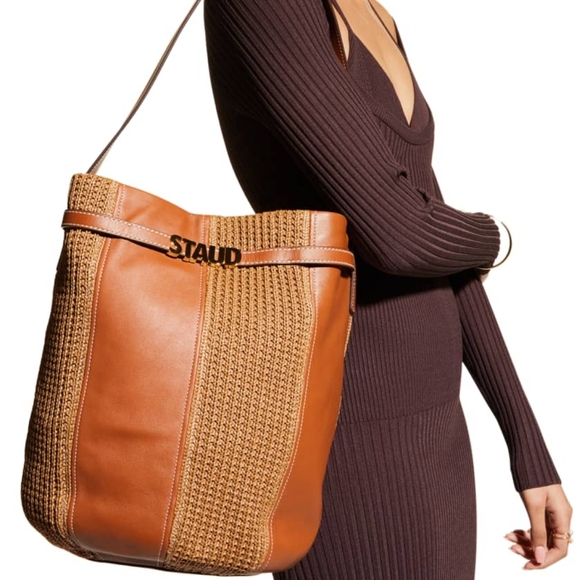 STAUD Handbags - Staud LARGE CABANA RAFFIA TOTE BAG TAN
